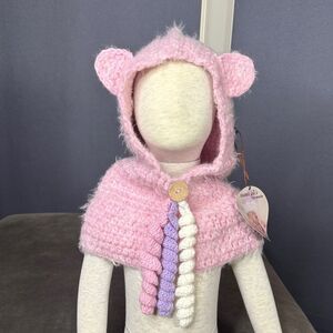 Daisy Baby Kids Cute Pink Bear Cowl Hat Beanie One Size NEW